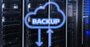 Servers with cloud displaying backup as a service BAAS