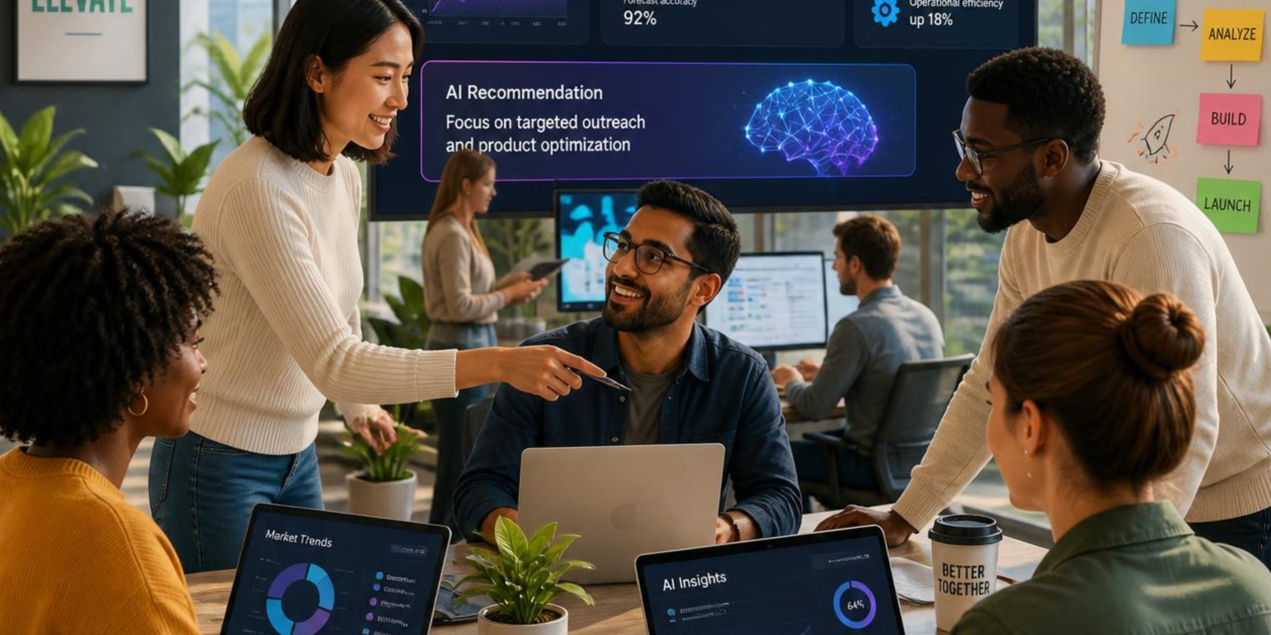Team working together with AI tools